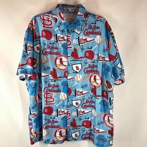 STL Cardinals Blue And Red Button Up Shirt Size XL